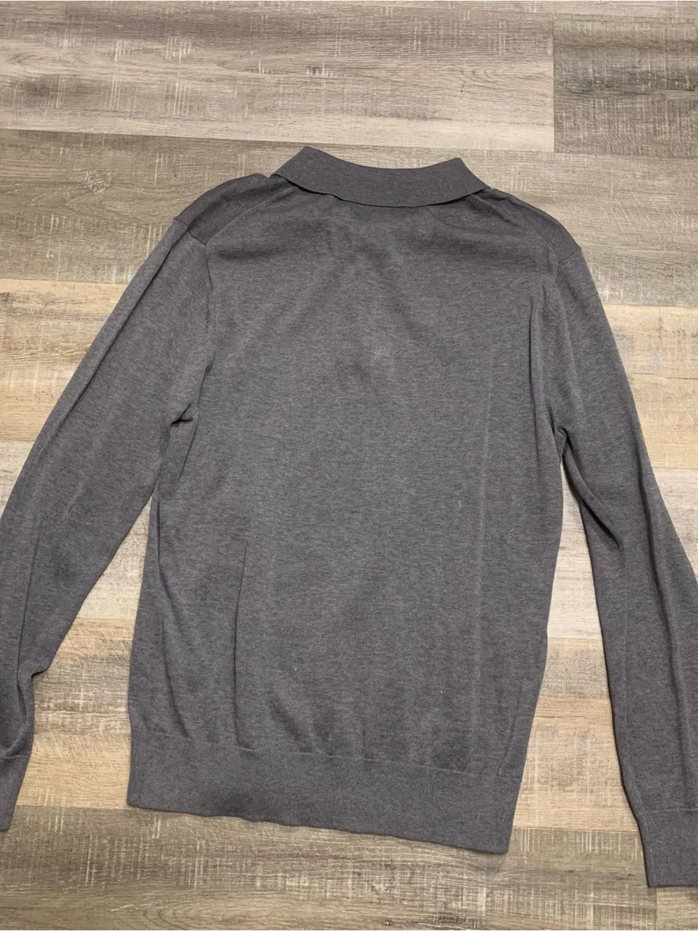 BR Banana Republic Performance Gray Thin Knit Polo Shirt Long Sleeve Golf M